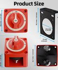 Heavy Duty 12 to 48V Battery Disconnect Switch With Mounting Bracket Waterproof Marine Isolator 300A Continuous 900A Cranking Surface Or Flush Mount Ideal For Boat RV Truck Car Solar Systems dimensions