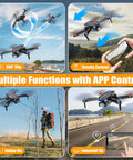 Foldable 1080P Camera Drone For Kids And Adults, One Key Takeoff Landing demonstrating multiple functions with app control.