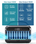 Portable Power Station 288Wh LiFePO4 Battery With 350W Continuous Output And 600W Peak showing ports and inputs