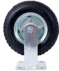 8 Inch Pneumatic Caster Wheel With Rigid Plate Mount, Beefy Steel Hub And Ball Bearings, Five Eighths Inch Bore, Heavy Duty Industrial Caster For Manual Carts, Hand Trucks, And Material Handling
