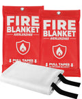 Two Pack Forty By Forty Fire Blanket For Kitchen Grill Car And Camping Fiberglass Heavy Duty Heat Resistant To 1076F CE Certified No Mess Fire Suppression Maintenance Free Home Safety No Brainer