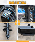 Heavy-Duty Auger Attachment For Mini Skid Steer Loader With 5.9 Inch And 7.87 Inch Drill Bits Hydraulic Post Hole Digger Details