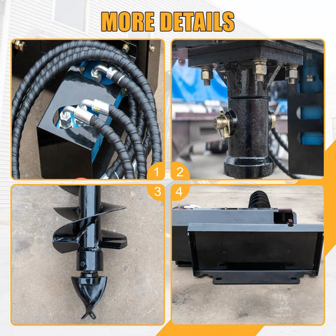 Heavy-Duty Auger Attachment For Mini Skid Steer Loader With 5.9 Inch And 7.87 Inch Drill Bits Hydraulic Post Hole Digger Details
