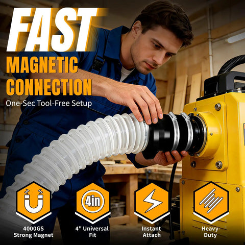Dead Tight Kickass Magnetic Hose Coupler Featuring Rock Solid Four Thousand Gauss Lock and Instant Airtight Seal for Heavy Duty Woodworking.
