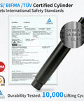 SGS/BIFMA/TÜV certified heavy duty gas cylinder, featuring a black finish and durable design for office chair height adjustments.