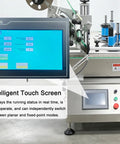 Heavy Duty Automatic Desktop Labeling Machine With Slick Touchscreen Interface displaying settings for bottle labeling.