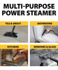 On Demand Steam Cleaner And Wallpaper Remover Multipurpose Power Steamer With 1500W 18 Attachments in use on multiple surfaces