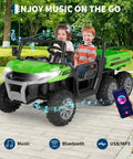 Children in 24V Dual Motor 2 Seater Ride On Dump Truck For Big Kids, 5 MPH Electric Kids Truck With Auto Lifting Bed and Remote Control