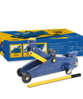 Beefy 2 Ton Trolley Jack For Cars And SUVs, Heavy Duty Hydraulic Floor Jack With Safety Valve, Lift From Five And One Eighth Inches To Twelve And Three Quarters Inches, Solid Steel Construction, Meets ASME PASE Standards.