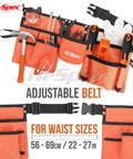 Orange 16 Piece Real Tools Kids Tool Kit Set With Child Size Tool Belt featuring adjustable pockets for DIY projects