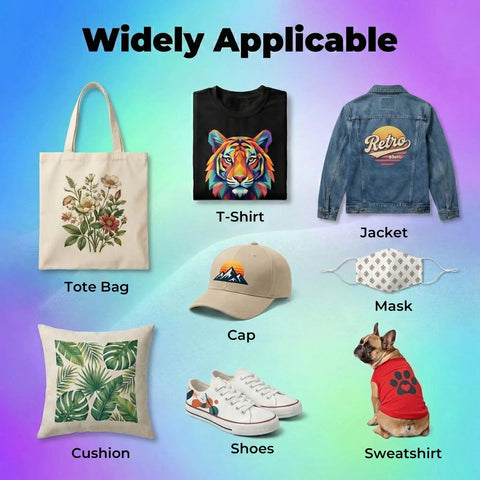 Image showing items printed using Direct To Film Roll 13 Inch By 328 Feet A3 Plus PET Double Sided Matte Clear 75 Micron.