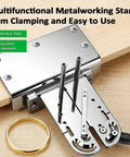 Heavy Duty Adjustable Jaw Locking Tool Stainless Steel Bench Vise with ring holder, designed for jewelry making and engraving.