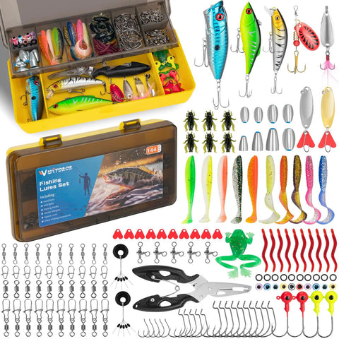 144 Piece Fishing Lure Kit for Bass & Freshwater ✓