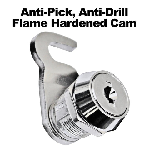 Close-up of anti-pick, anti-drill cam lock on Heavy Duty Steel Locking Mounted Mailbox For Office Drops And Interoffice Mail.