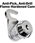 Anti-pick, anti-drill cam lock for Heavy Duty Curbside Locking Mailbox With House Numbers, Pull Out Mail Tray, Mounting Plate, And USPS Approved Security For Residential Use Black Powder Coated Steel Built To Beat Thieves With Beefed Up Vandal Resistant Design