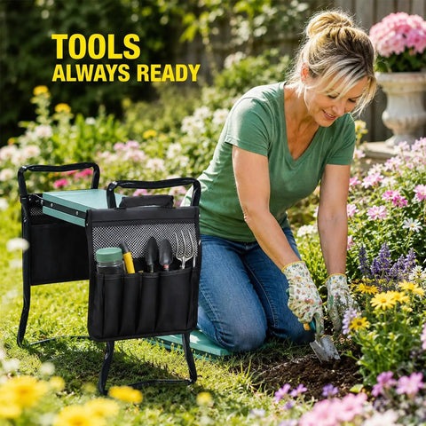 Heavy Duty Garden Pouches For Kneeler With Handle, Portable Tool Organizer Bags With Multiple Pockets, Outdoor Gardening