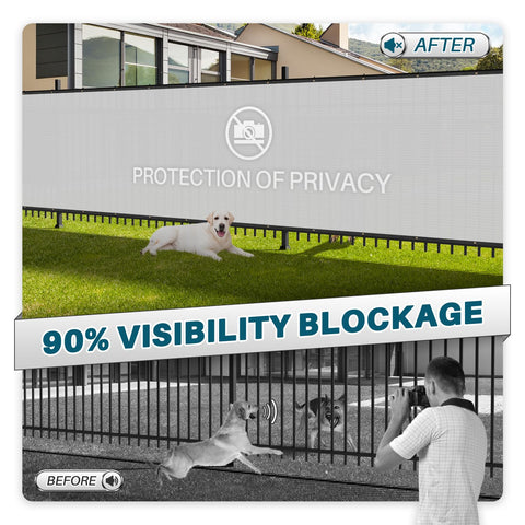 4 Foot By 25 Foot Fence Privacy Screen Heavy Duty Windscreen Fencing Mesh Shade Net Cover For Outdoor Wall Backyard Patio Deck And Porch Grey Made With 100 Percent HDPE 150 GSM Breathable Weatherproof displayed