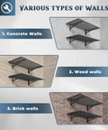 Heavy-Duty 2 Pack Wall Mounted Garage Shelves With 8 Hooks, 2x4 Ft Each, 500 Lb Total Capacity, Steel Storage Racks For Tool Organization, Garage, Workshop, Home Workspace, And All Your Gear on concrete, wood, and brick walls