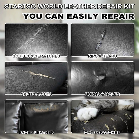 All In One Leather And Vinyl Repair Kit For Car Interiors And Home Furniture Fixes Scratches Tears Fading Stains On Couches
