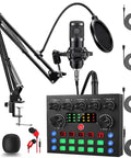 All In One Podcast Gear Bundle With BM 800 Microphone And V8s Sound Card, DJ Mixer, Boom Arm, Shock Mount, Pop Filter And Foam Covers