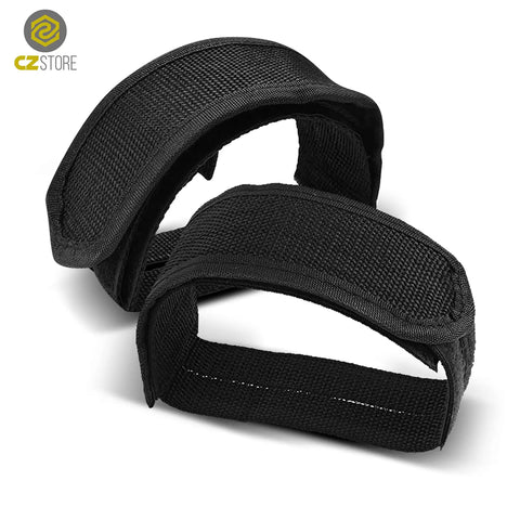 Bike Pedal Straps Set Of 2 Heavy Duty Nylon Footrest Strips Adjustable Biking Accessory For Fixed Gear Road BMX MTB And Stationary Exercise Bike Black