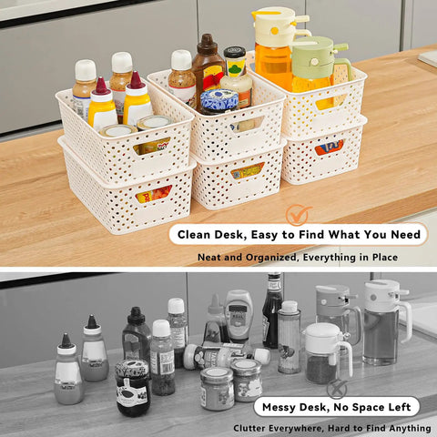 Ten Pack Small Plastic Storage Bins With Lids Stackable Baskets With Handles For Easy Carry Awesome For Pantry Craft Room Office Or Garage Organization Includes Label Cards For Quick Sorting And Clear View