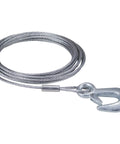 Winch cable with hook, 3/16 in x 20 in galvanized aircraft steel, coiled