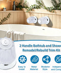 Two Piece Bathtub And Shower Knob Replacement Kit With Clear Acrylic Handles, Stems, Seats, Flanges Displayed by Bathtub