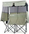Double Camping Chair With Shade Canopy For Two People Folding Beach Chair Portable Heavy Duty Outdoor Chair With Two Cup Holders