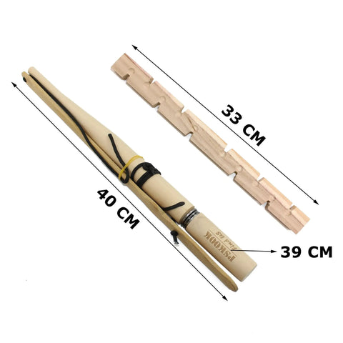 Primitive Friction Fire Starter Kit For Bushcraft And Camping, Bow Drill Set With Bamboo Handle, 40 cm stick and 39 cm drill