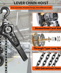 Manual Lever Chain Hoist 2 Ton Come Along 4400 Lbs Capacity 10 Ft Long Reach Galvanized G80 Carbon Steel For Garage Use