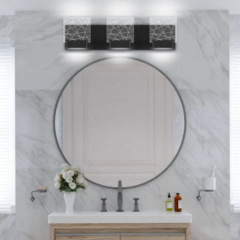 Dope Matte Black Vanity Light With Modern Led Three Light Wall Fixture For Bathroom Energy Efficient Daylight 6000K