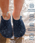 Kids Barefoot Water Shoes with Kid Friendly Wide Toe Box for swim beach showing flexible non-slip sole and breathable mesh