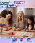 Family enjoying Origami Paper Craft Kit For Kids Ages 6 To 12 With 100 Colored Sheets, 20 Bendable Stems, 30 Buttons And Jewels book