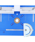 Rock Solid Aluminum Router Table Insert Plate For Woodworking Flip Top With Tight Precision Fit And Smooth Cutting Action Built Different To Crush All Your Projects No Sweat On Any Compatible Workbench Today, blue with guide markings.