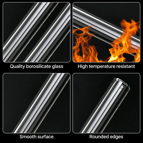20 Pack 6 Inch Borosilicate Glass Pipes With 12mm OD 9mm ID 2mm Wall High Temp Resistant Blowing Tubes And 4 Cleaning Brushes image collage
