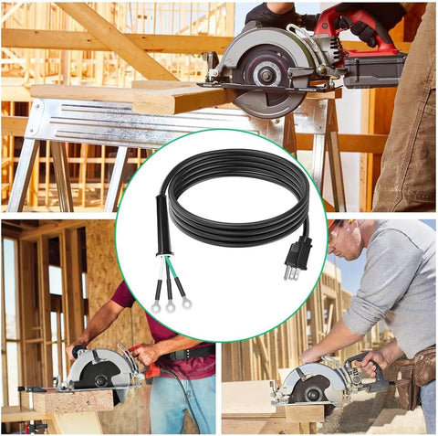 Heavy Duty Kickass Replacement Power Cord Compatible With Skilsaw Worm Drive Circular Saw 14 AWG 3 Prong Bare Wire Cable in use on jobsite.