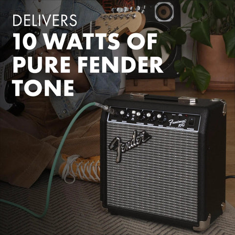 Frontman 10G 10 Watt Electric Guitar Amplifier With 6 Inch Speaker Built In Overdrive Headphone Jack And Aux Input Black Silver