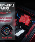 Automatic Car Fire Extinguisher Compact Aerosol Unit With Slick Peel Stick Install For Instant Flame Stop And Solid Vehicle Safety Hassle Free Essential Emergency Ride Guard Gear shown mounted in vehicle trunk for multi-vehicle use.