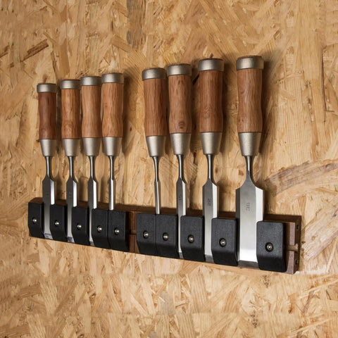 Modular Chisel Storage Rack For Woodworking Workshop Organization With Customizable Compartments And Reconfigurable Layout Open Design Tool Organizer For Easy Access And A Neat Ready To Go Workbench