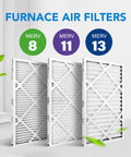 Furnace air filters display with MERV 8, 11, 13 ratings, 14x25x1 Air Filter MERV 11 6-Pack For AC And Furnace, Electrostatic Design