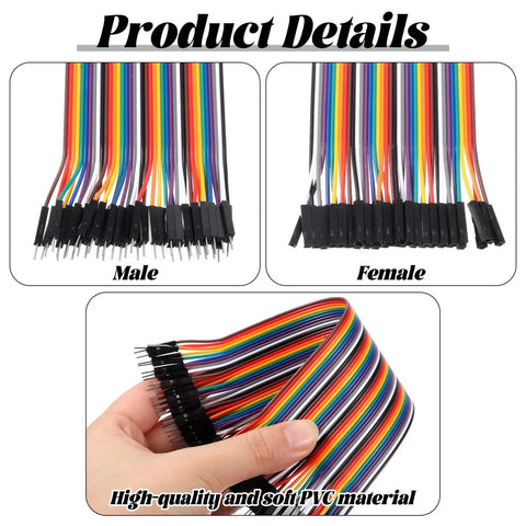 Dope Multicolor Breadboard Jumper Wire Kit 240Pcs With 10Cm And 20Cm Cables For Prototyping male and female connectors