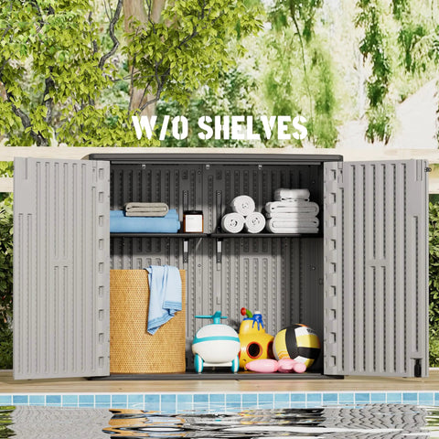 Open Large Outdoor Storage Box Resin Sheds With Lockable Waterproof Cabinet For Balcony Garage And Backyard 37 Cu Ft Capacity