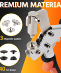 Pro Grade Heavy Duty Snap Fastener Kit With Canvas Installation Tool And 160 Black 15mm Snaps close-up of tool and snaps