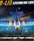 HQ089 RC Plane For Kids And Adults Easy To Fly Remote Control Airplane With LED Navigation Lights for night flight.