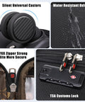 Softside Expandable Carry On Luggage With Four Spinner Wheels, Durable 21-Inch Suitcase Expands About 20 Percent, features TSA lock and water resistant material.