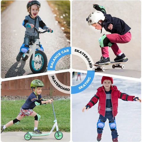 Kids Protective Gear Set With Knee Pads, Elbow Pads, And Wrist Guards For Ages 3 To 15 For Roller Skates, Cycling, Skateboarding, and Scooters