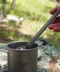 Ultralight Titanium Camping Spoon For Backpacking And Hiking, 8.5 Inch Utensil Weighing 0.5oz in titanium cup outdoors