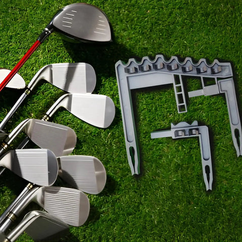 Durable Golf Club Organizer for Bags With Iron Holder Clips and Shaft Racks with clubs on grass
