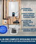Tankless Water Heater Descaler Pump Kit With Non Toxic Descaler Solution Deluxe 3.5 Gallon Pail Includes 1/6 HP Pump